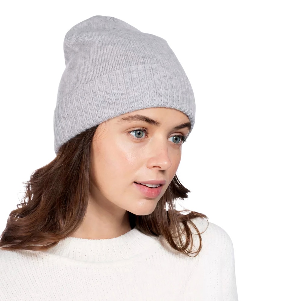 Charter Club 100% Cashmere Cuffed Beanie Crystal Silver Gray One Size Winter NWT